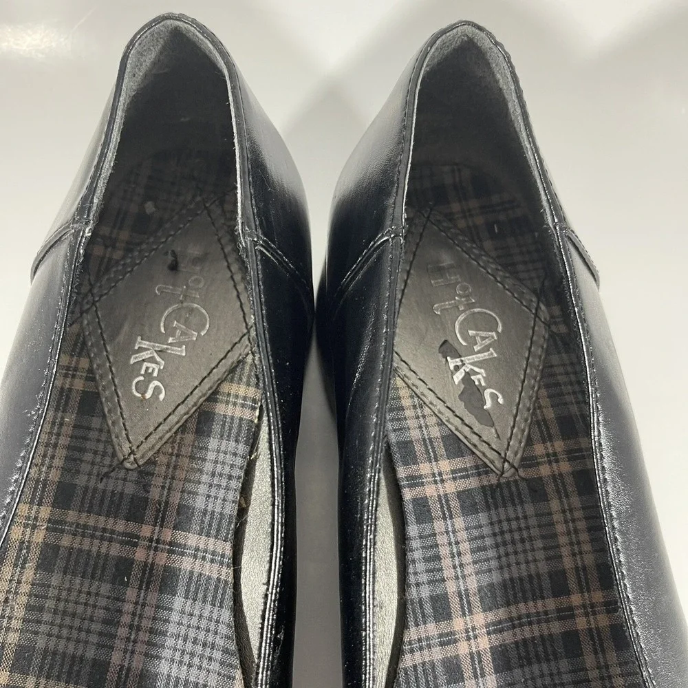 Hot Cakes Chunky Lug Heel Sole Platform Penny Loafers Sz 10 Black Vtg Y2K